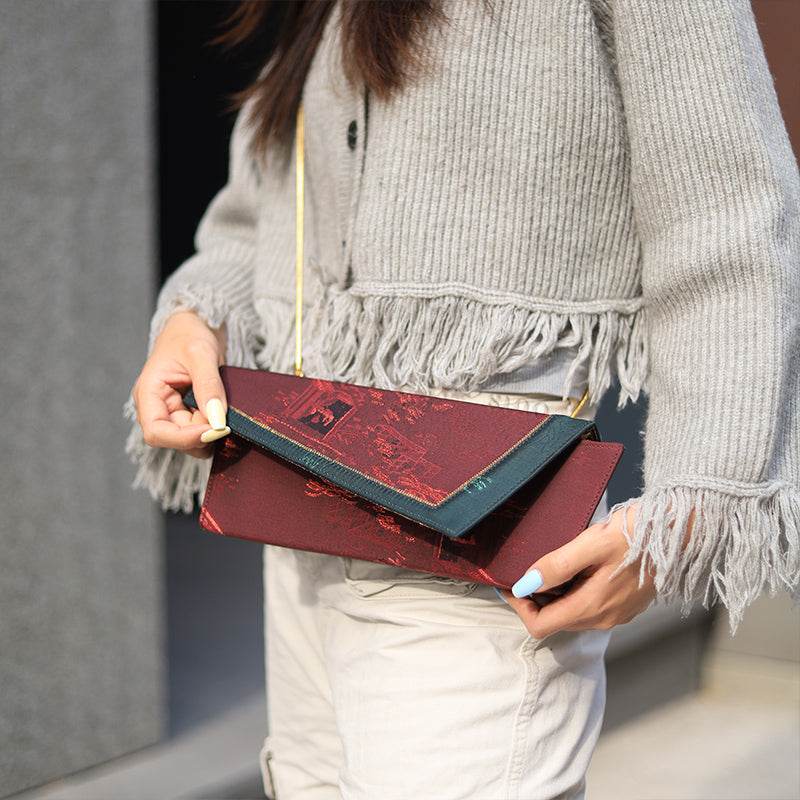 Ultra-Light Envelope Clutch Handbag in Recycled Fabric with Hualuo Silk 216g - SinoCultural -- GD1202 - 