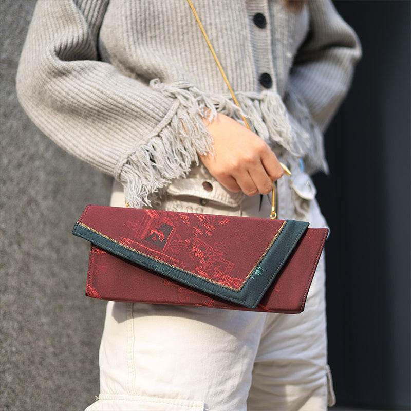 Ultra-Light Envelope Clutch Handbag in Recycled Fabric with Hualuo Silk 216g - SinoCultural -- GD1202 - 