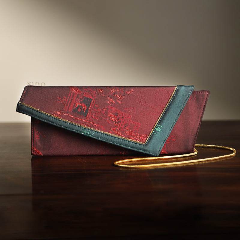 Ultra-Light Envelope Clutch Handbag in Recycled Fabric with Hualuo Silk 216g - SinoCultural -- GD1202 - 