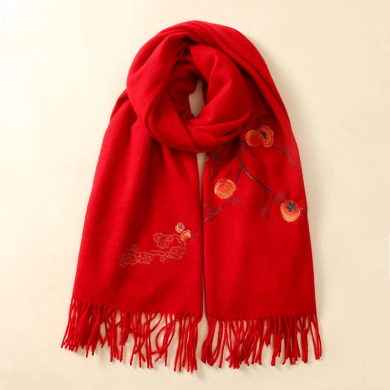 Handcrafted Su Embroidery Cashmere Scarf Luxury Gift Box 200x60cm-sinocultural