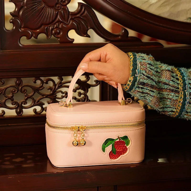 Handcrafted Embroidered Lychee Makeup Bag - SinoCultural