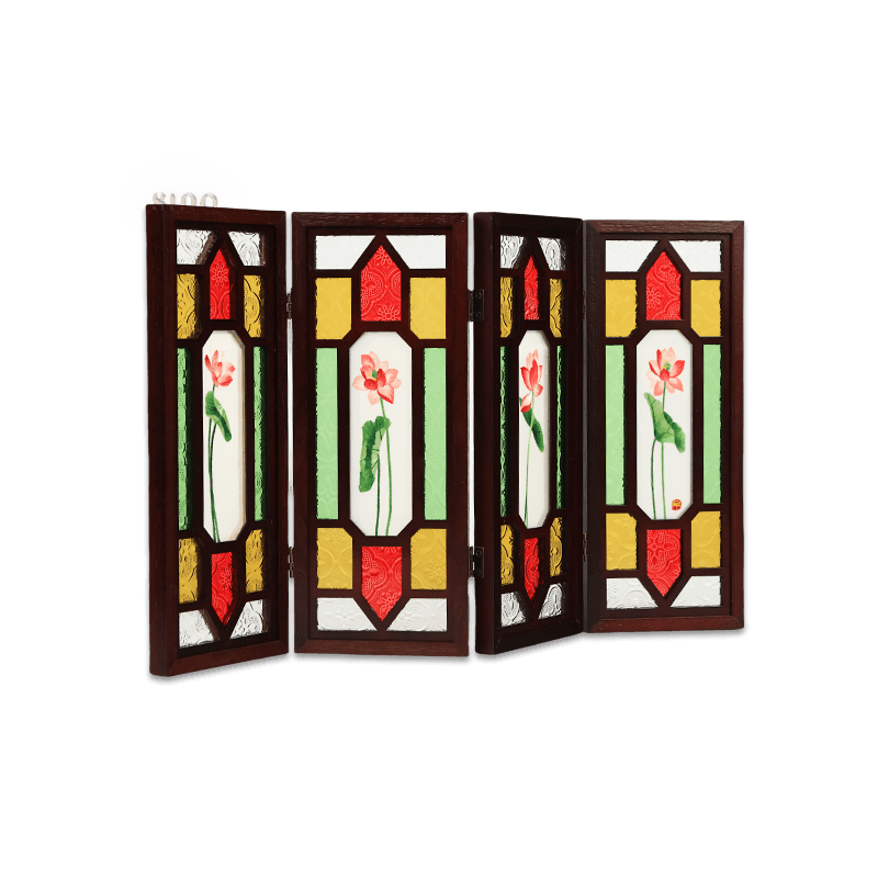 Handcrafted Embroidery Lotus Blossom Cantonese Mansion Window Ornament - SinoCultural -- BXL06WCS174A03 - 