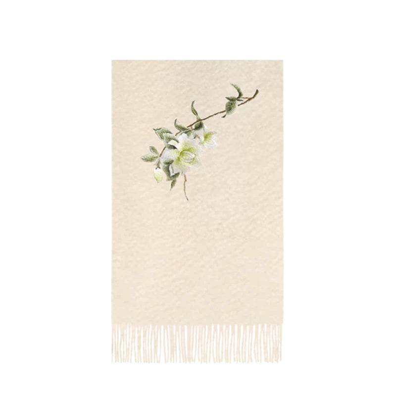 Handcrafted Su Embroidery Cashmere Scarf Luxury 200x70cm - SinoCultural