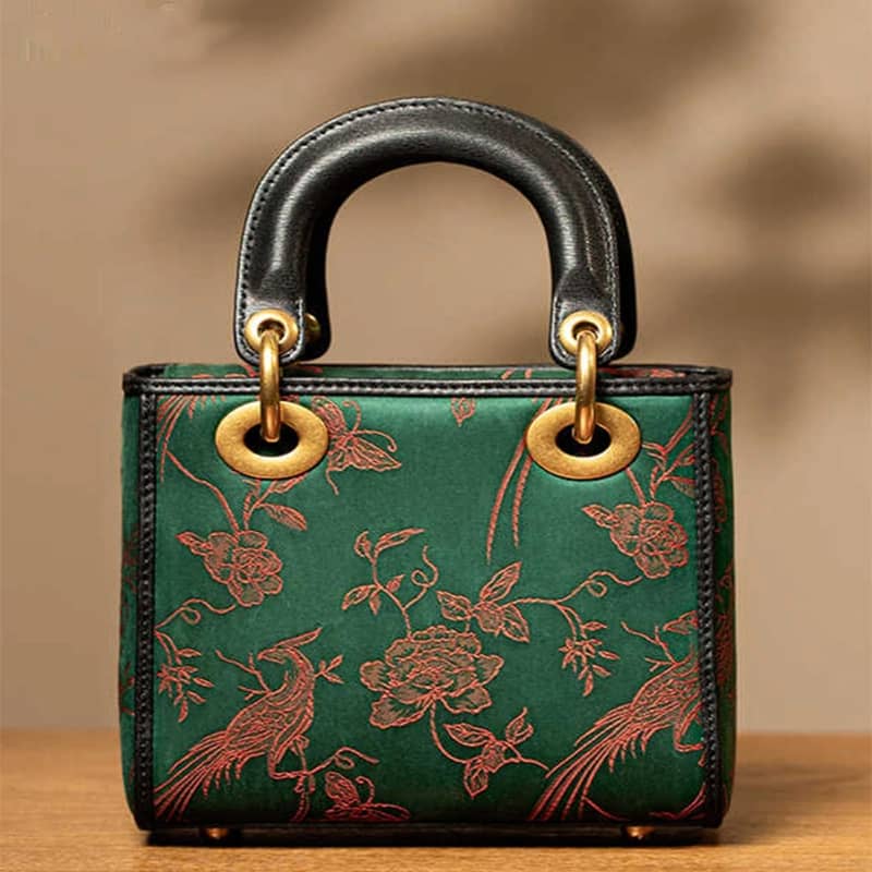 Fragrant Cloud Silk Vintage Cowhide Handbag