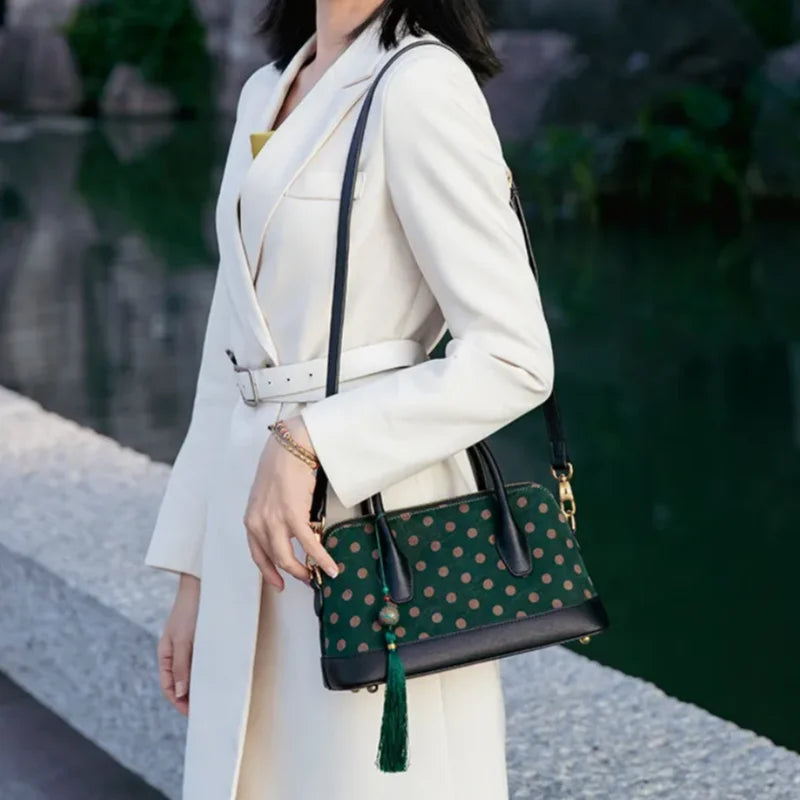Fragrant Cloud Silk Elegant Green Handbag-Tote Bag-SinoCultural-SinoCultural