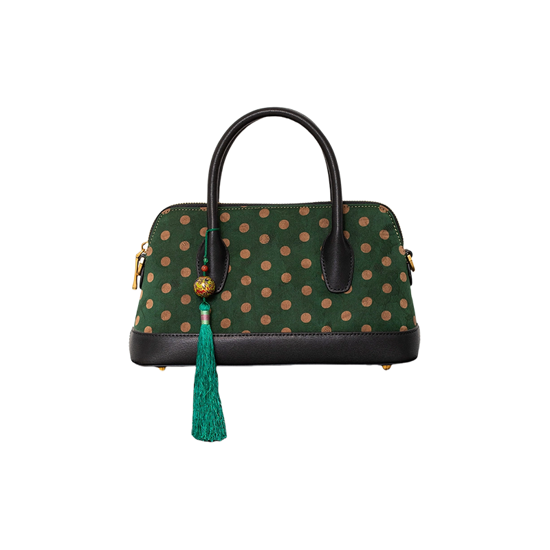 Xiangyunsha Silk Elegant Green Handbag Boston Women Bag