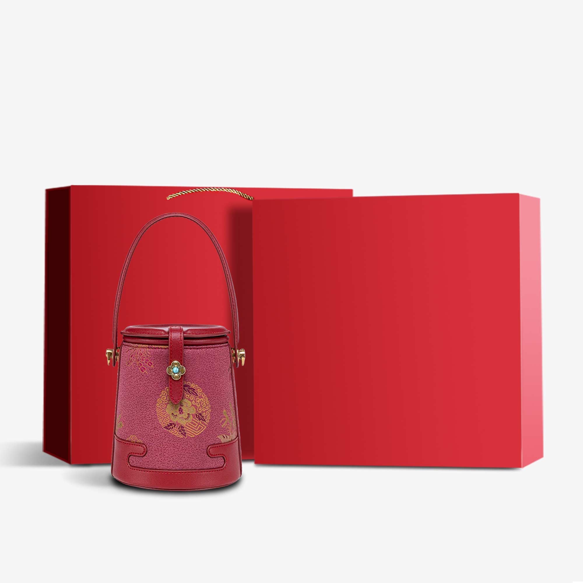 Song Brocade Fragrant Cloud Silk Bucket Bag-Bucket Bag-SinoCultural-Pink-Bag with Gift Box-KM-0216-M3-g-SinoCultural
