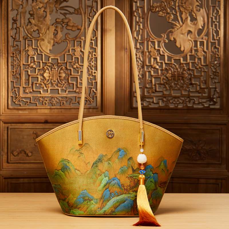 Mulberry Silk Handcrafted Bamboo Yellow Tote Bag