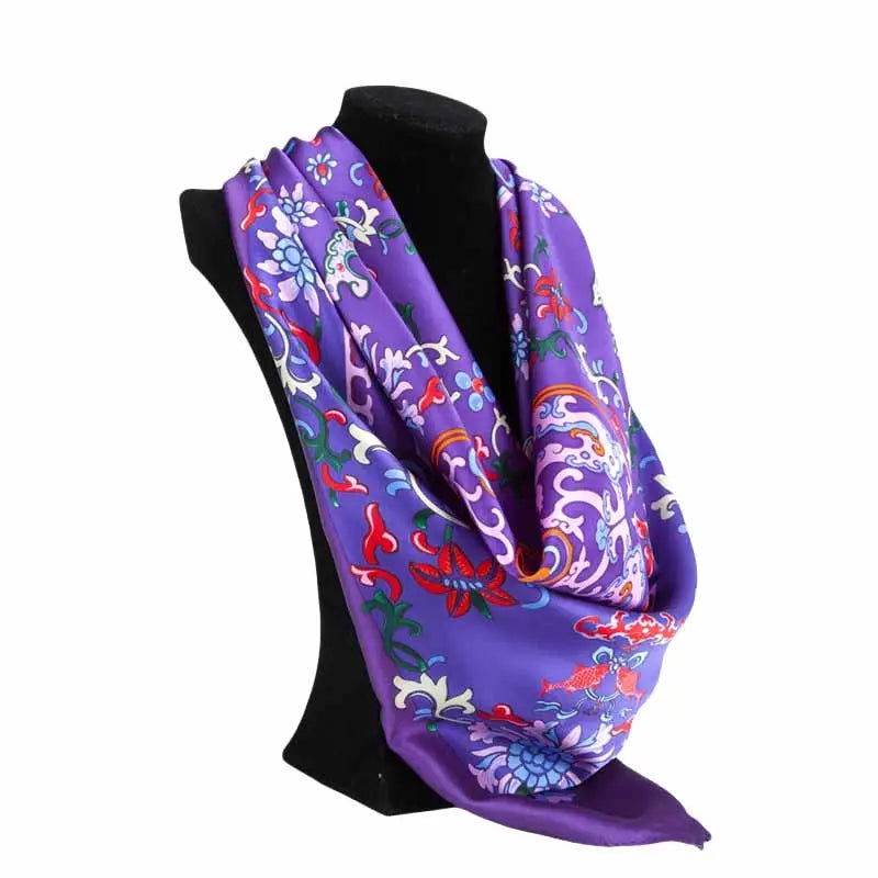 Mulberry Silk Elegant Square Scarf Fate of Fortune 90x90cm - SinoCultural