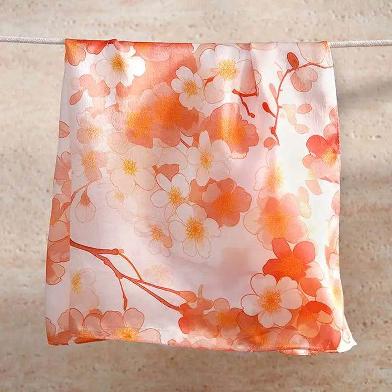 100% Mulberry Silk Elegant Silk Scarf Hundred Flowers Design 65x65cm - SinoCultural