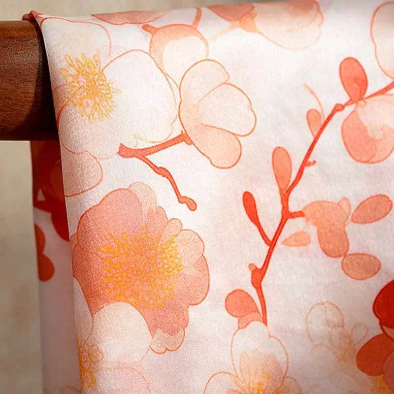 100% Mulberry Silk Elegant Silk Scarf Hundred Flowers Design 65x65cm - SinoCultural