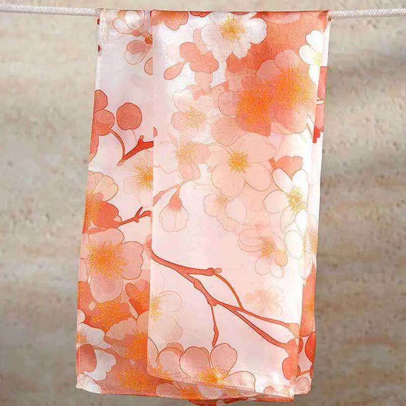 100% Mulberry Silk Elegant Silk Scarf Hundred Flowers Design 65x65cm - SinoCultural