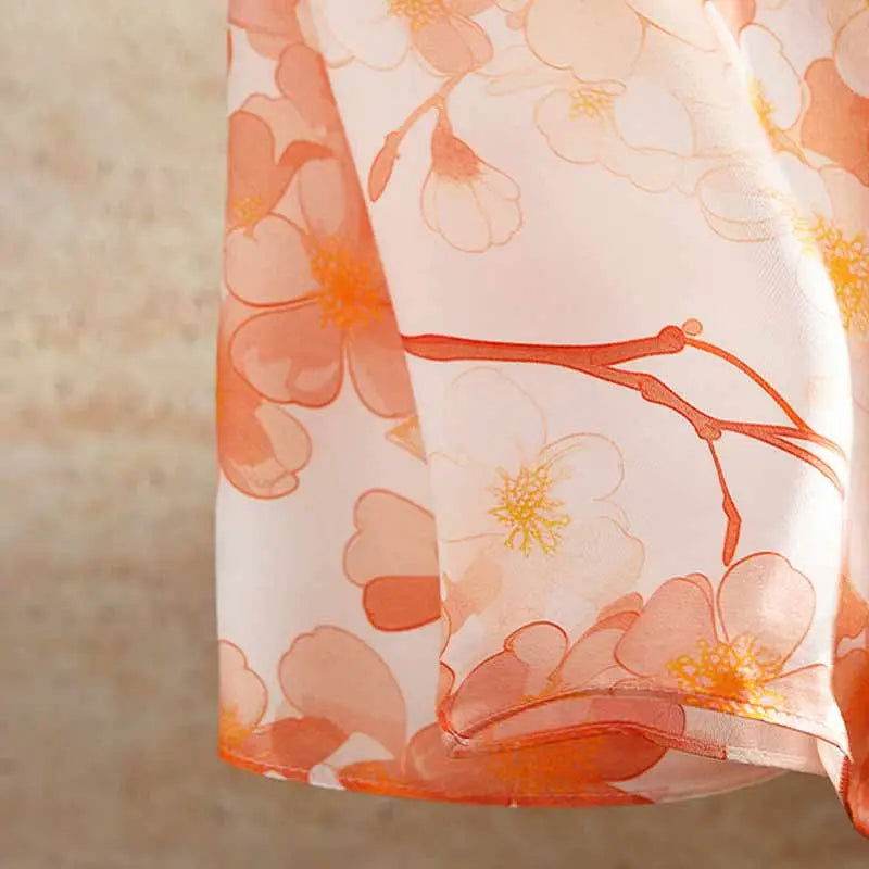100% Mulberry Silk Elegant Silk Scarf Hundred Flowers Design 65x65cm - SinoCultural