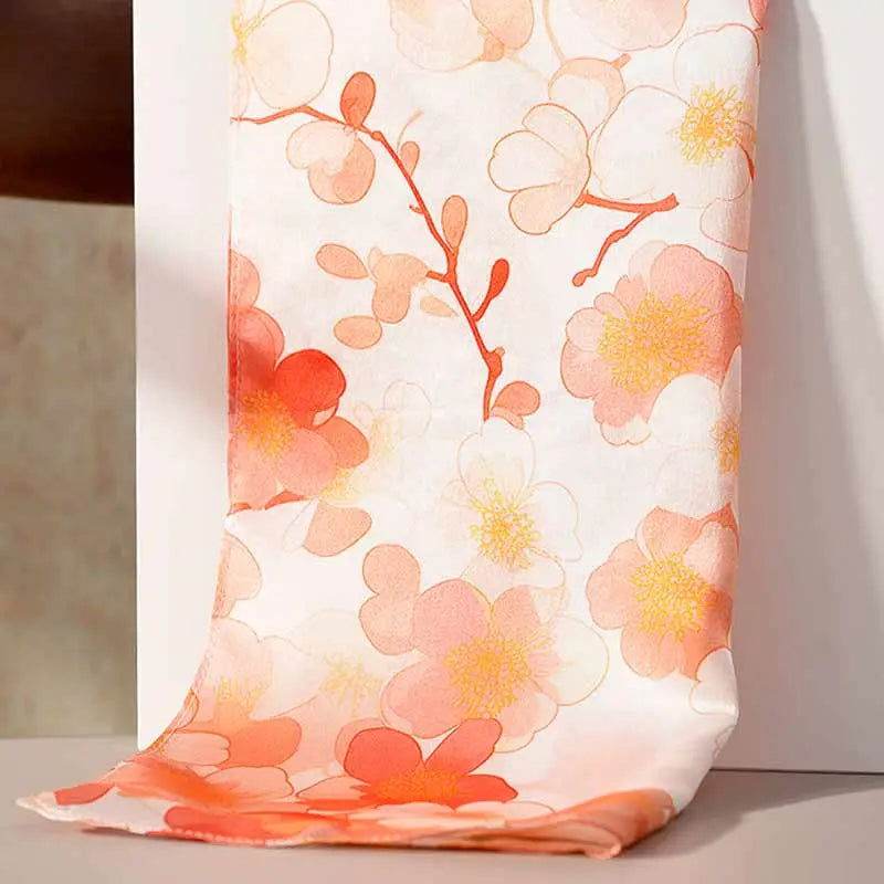 100% Mulberry Silk Elegant Silk Scarf Hundred Flowers Design 65x65cm - SinoCultural