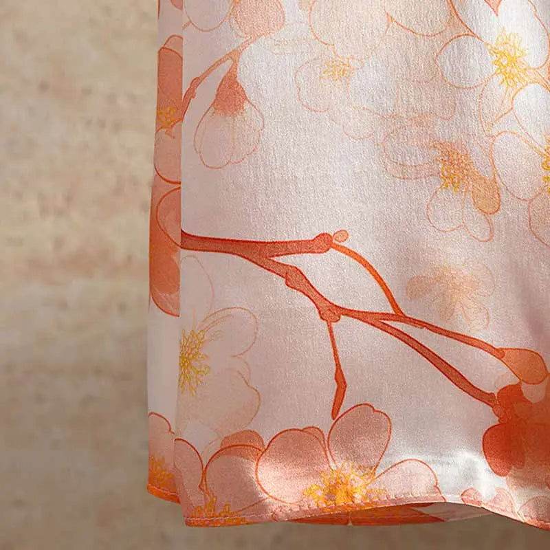 100% Mulberry Silk Elegant Silk Scarf Hundred Flowers Design 65x65cm - SinoCultural