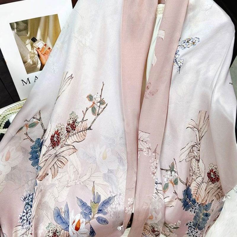 Mulberry Silk 14 Momme Scarf Double-Sided Buckle 175x53 cm - SinoCultural