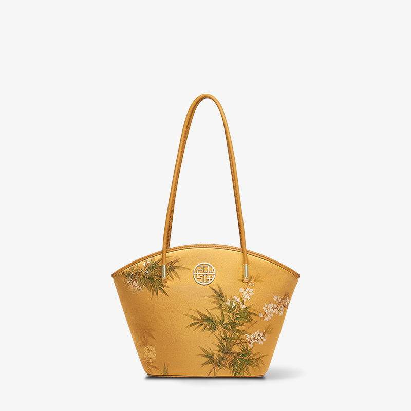 Mulberry Silk Handcrafted Bamboo Yellow Tote Bag - SinoCultural