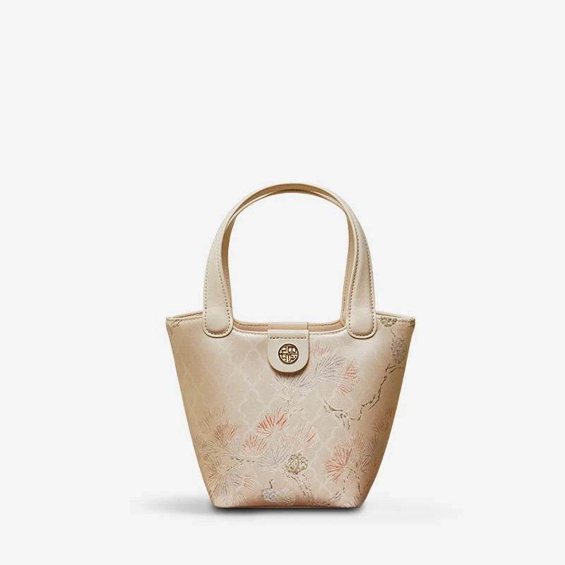 Mulberry Silk Leather Exquisite Jacquard Basket Bag - SinoCultural -- P17061705 - 