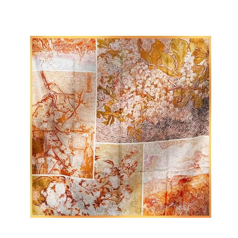 Mulberry Silk 14 Momme Square Scarf Spring Canvas 108x108 cm - SinoCultural