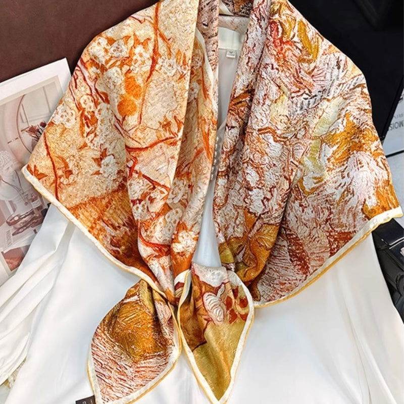 Mulberry Silk 14 Momme Square Scarf Spring Canvas 108x108 cm - SinoCultural