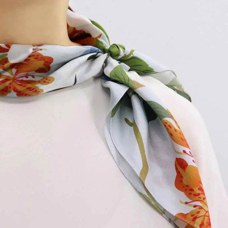 National Museum Floral Silk Square Scarf Four Seasons 53 x 53 cm - SinoCultural -- LS039-1 - 