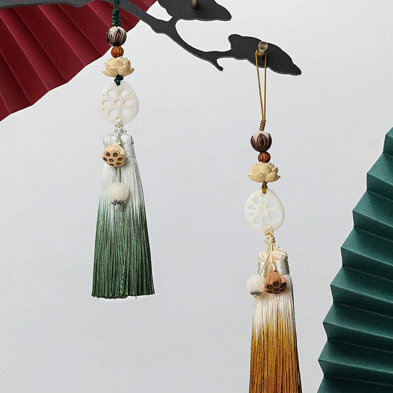 Neo-Chinese Style Lotus Root Tassel Bag Charm Pendant - SinoCultural