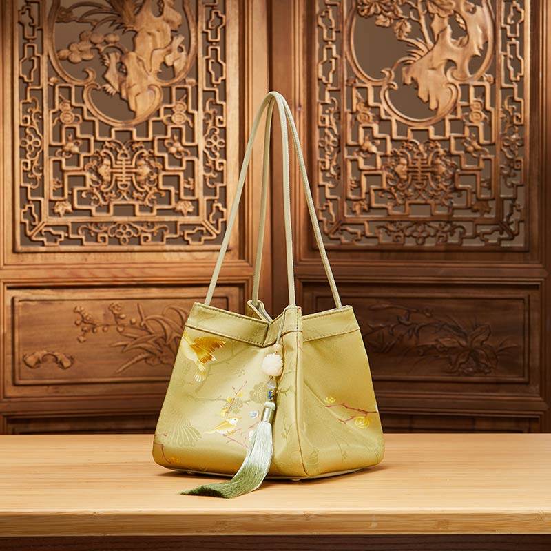 New Chinese Style Mulberry Silk Bucket Bag - SinoCultural