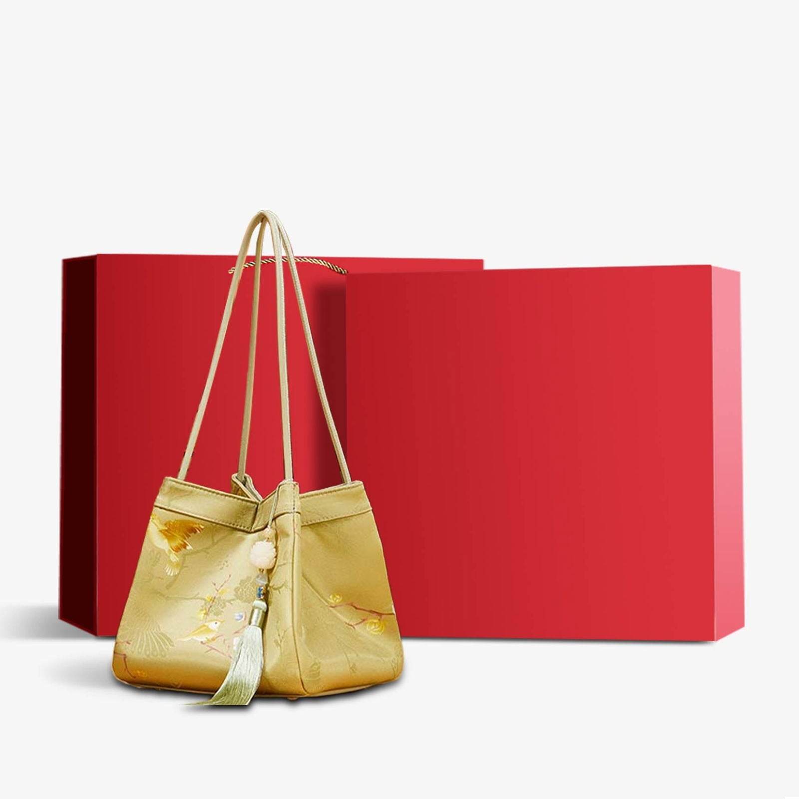 New Chinese Style Mulberry Silk Bucket Bag - SinoCultural