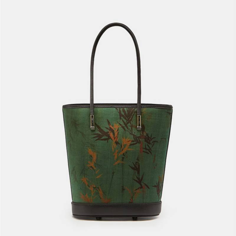 Fragrant Cloud Silk Bamboo Leaf Bucket Tote Bag-Bucket Bag-SinoCultural-SinoCultural