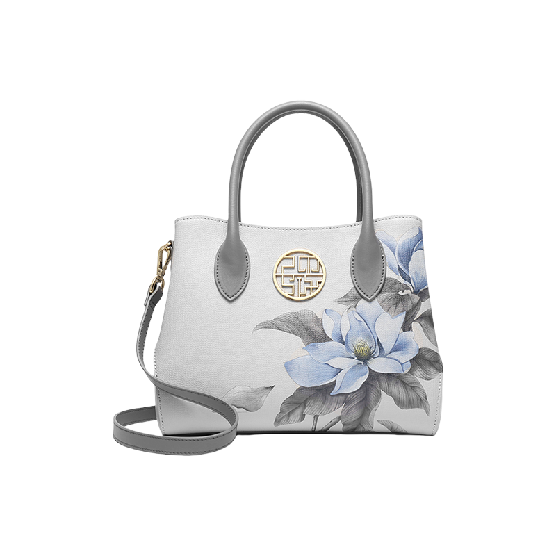 Leather Gardenia Floral Women's Crossbody Handbag - SinoCultural