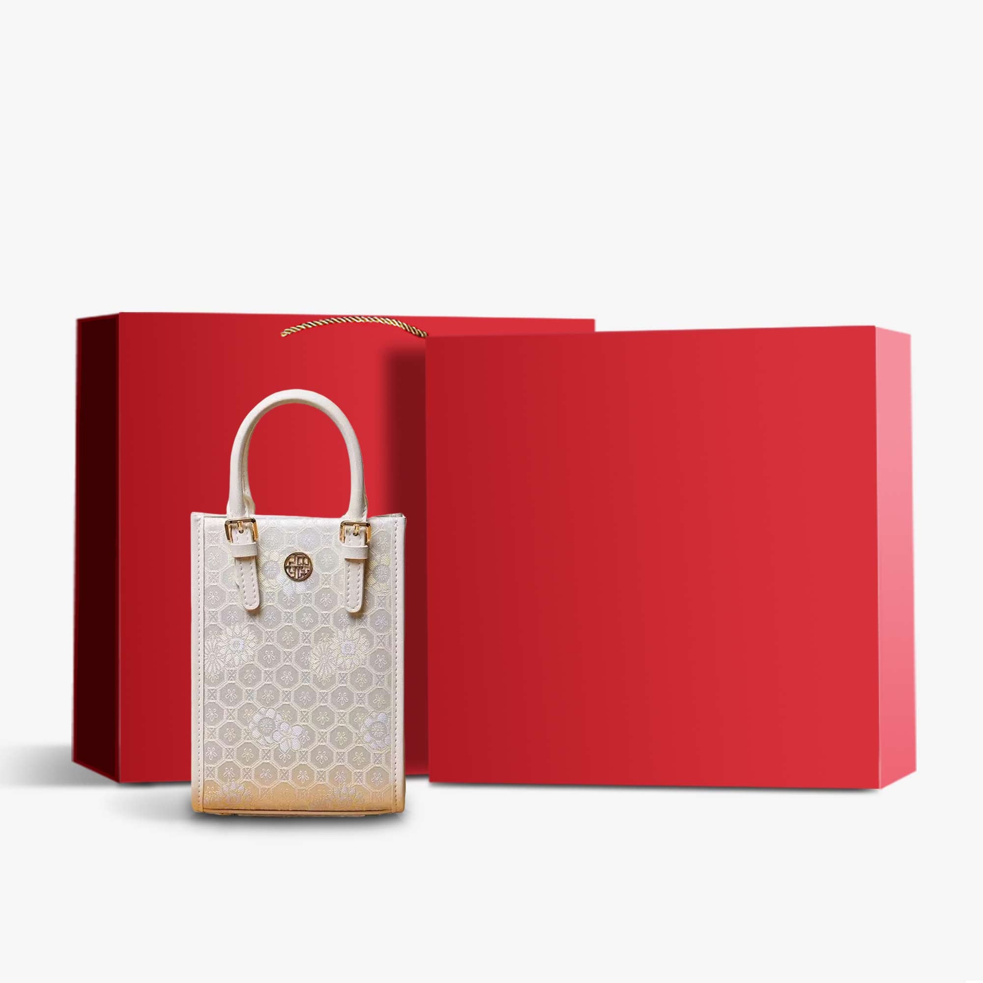 Brocade Jacquard Mulberry Silk Exquisite Handbag-Handbag-SinoCultural-Pink-Bag with Gift Box-P12063904-g-SinoCultural