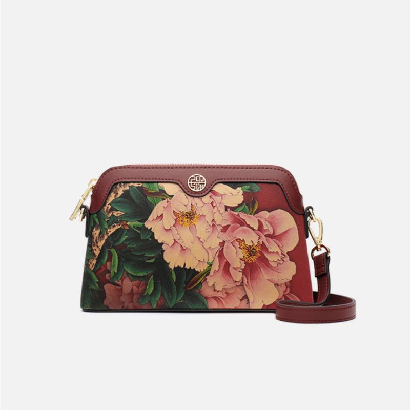 Fragrant Cloud Silk Handcrafted Flower Clutch Bag-Shoulder Bag-SinoCultural-Red-Single Bag-P170029-R-SinoCultural