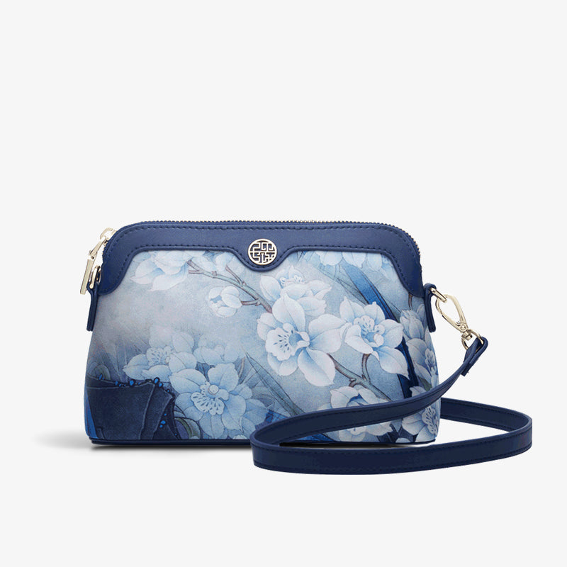 Fragrant Cloud Silk Handcrafted Flower Clutch Bag-Shoulder Bag-SinoCultural-Blue-Single Bag-P170029-B-SinoCultural
