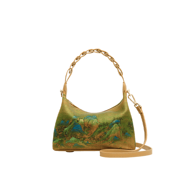 "A Thousand Li" Landscape Art Silk Shoulder Bag Chinese Luxury Handbag - SinoCultural -- P170083
