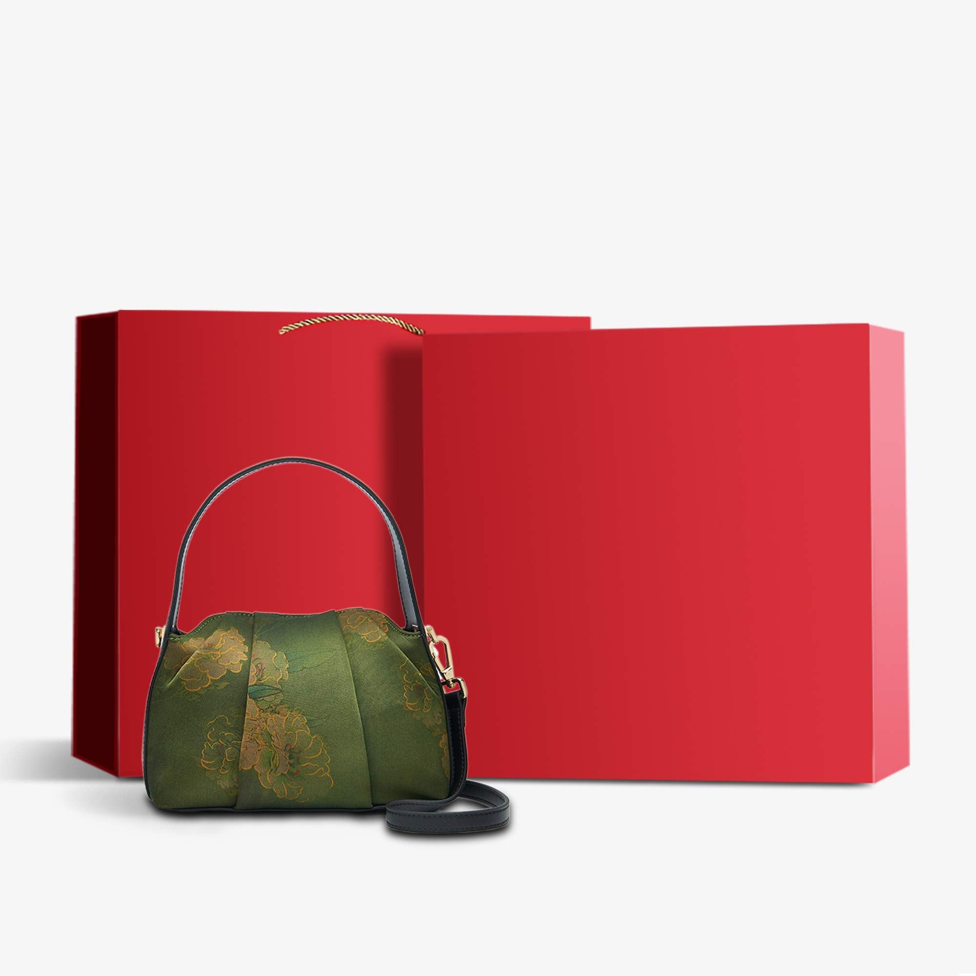 Fragrant Cloud Silk Retro Crossbody Handbag-Shoulder Bag-SinoCultural-Green-Bag with Gift Box-P170205A02-g-SinoCultural