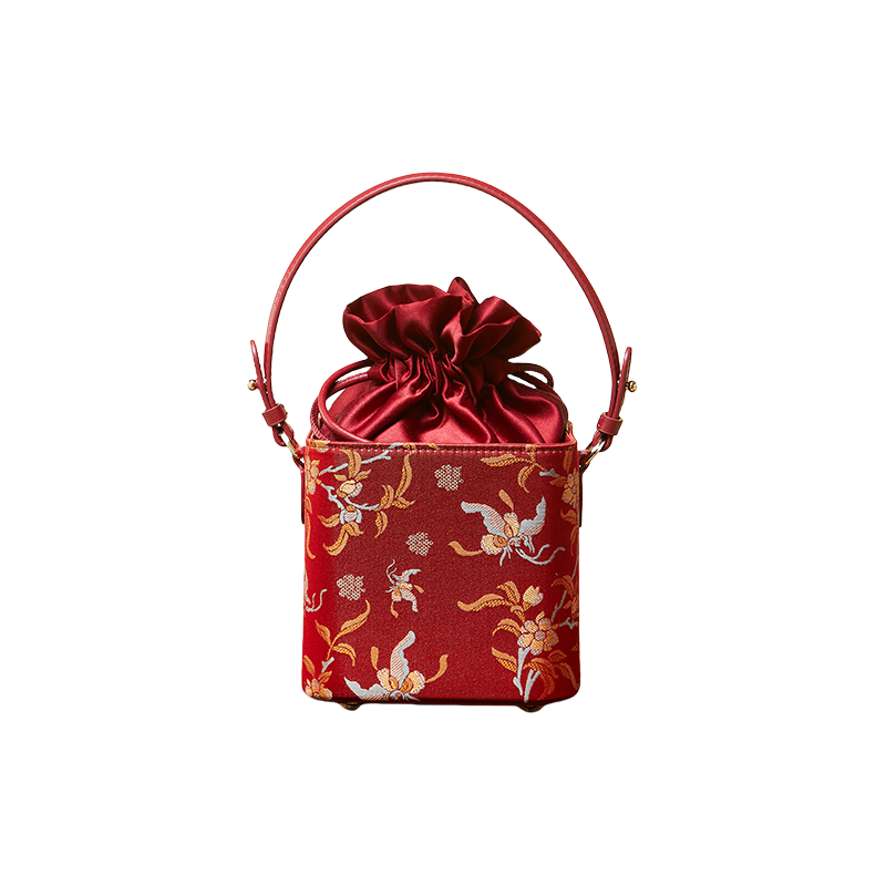 Song Brocade New Chinese Style Cube Bucket Bag - SinoCultural