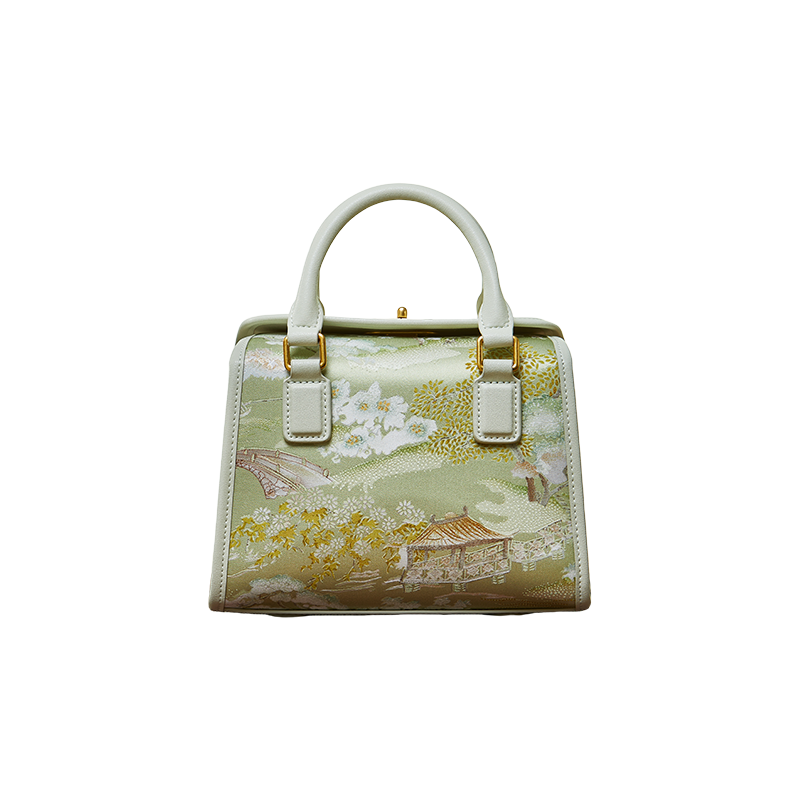 Chinese Painting Mulberry Silk Boston Bag Luxury Handbag