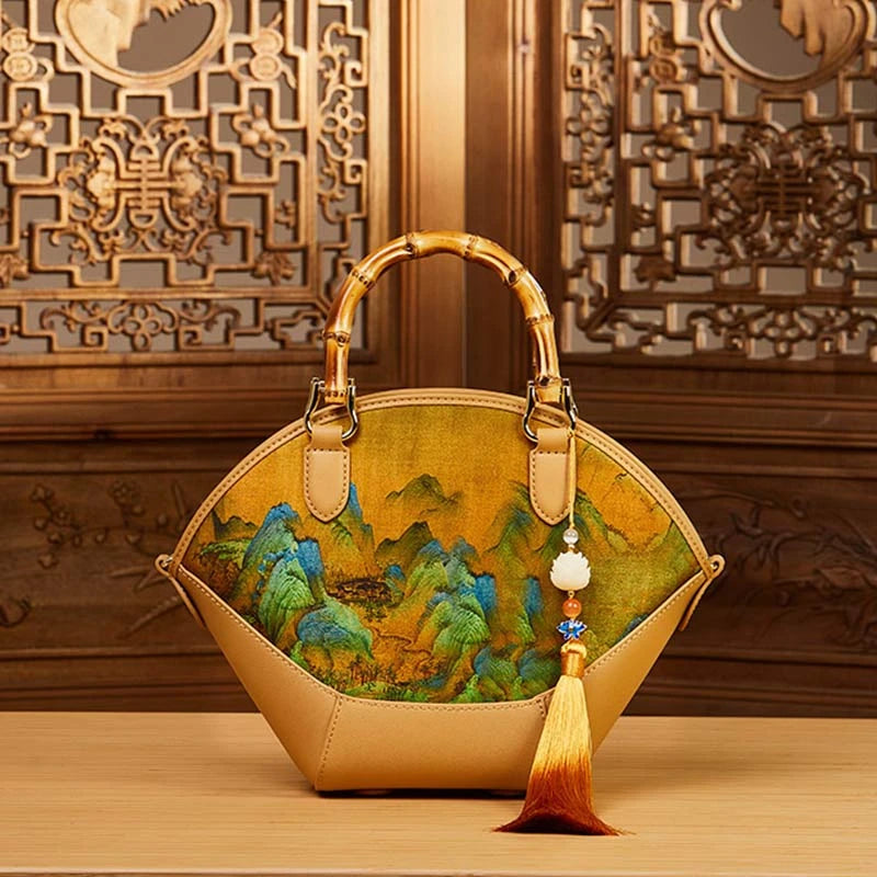 Chinese Painting Fragrant Cloud Silk Handcrafted Tote Bag