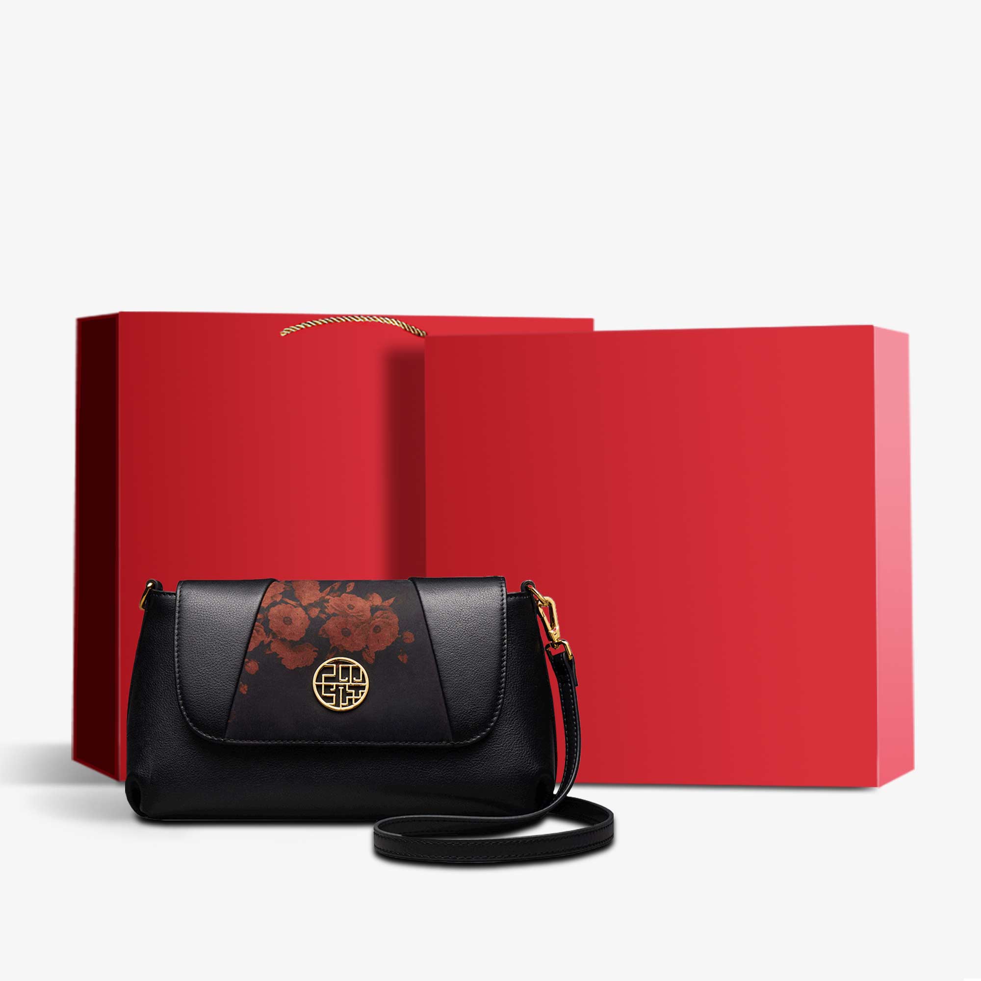 Fragrant Cloud Silk Shoulder Clutch Bag-Shoulder Bag-SinoCultural-Black-Bag with Gift Box-P210103-g-SinoCultural