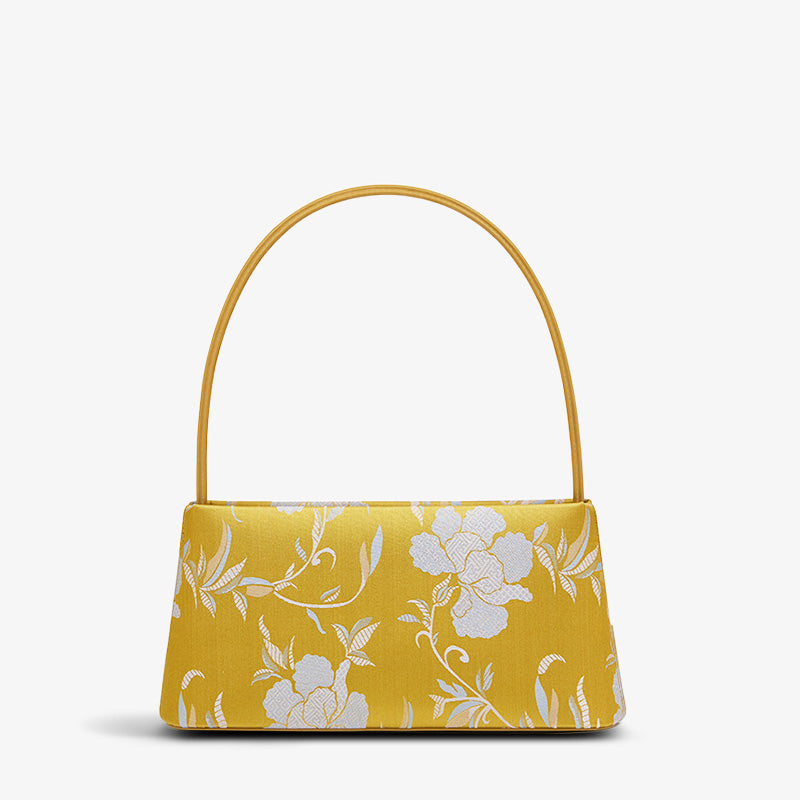 Song Brocade Mulberry Silk Shoulder Handbag-Shoulder Bag-SinoCultural-Yellow-Single Bag-P210603-SinoCultural