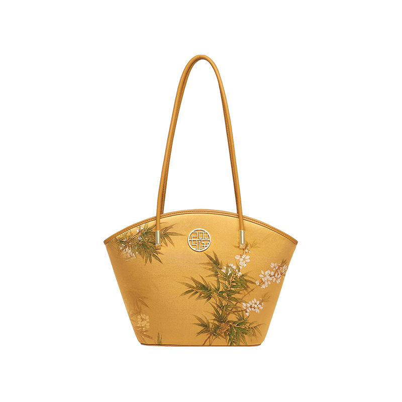 Mulberry Silk Handcrafted Bamboo Yellow Tote Bag - SinoCultural