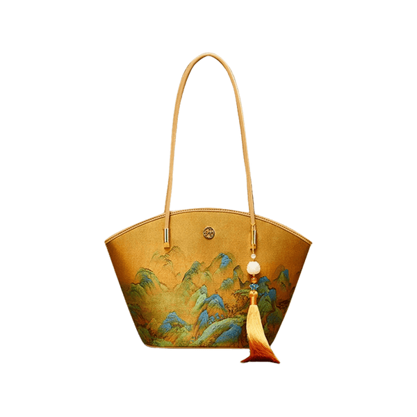 A Thousand Li" Masterpiece Silk Tote - Luxury Art Handbag - SinoCultural -- P220263-2