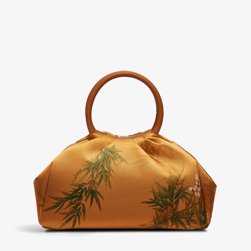 Chinese Mulberry Silk Handcrafted Handbag-Handbag-SinoCultural-Brown-Single Bag-P220291-2-SinoCultural