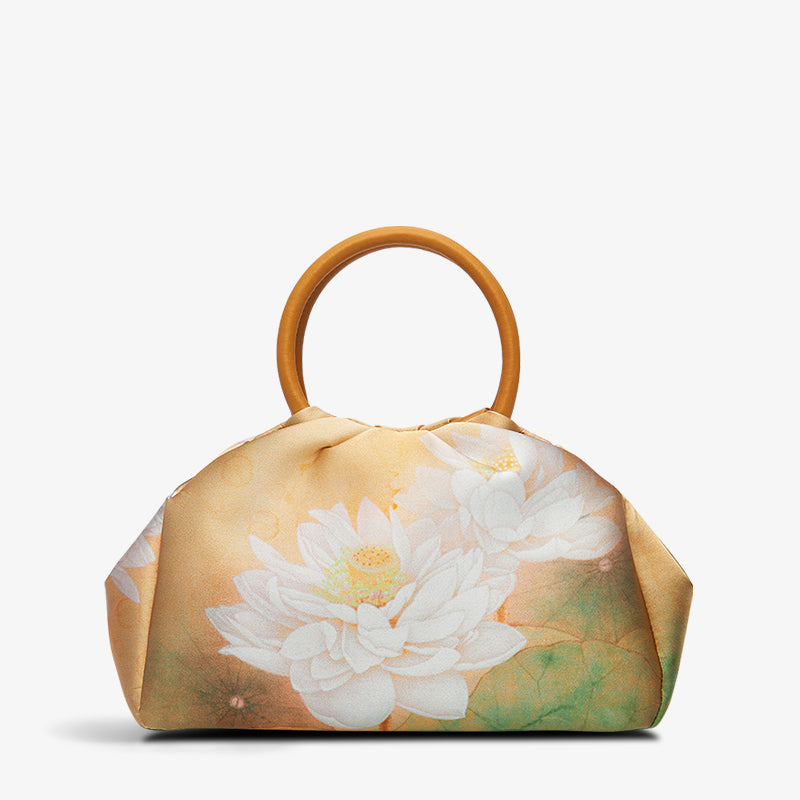 Chinese Mulberry Silk Handcrafted Handbag-Handbag-SinoCultural-Khaki-Single Bag-P220291-1-SinoCultural