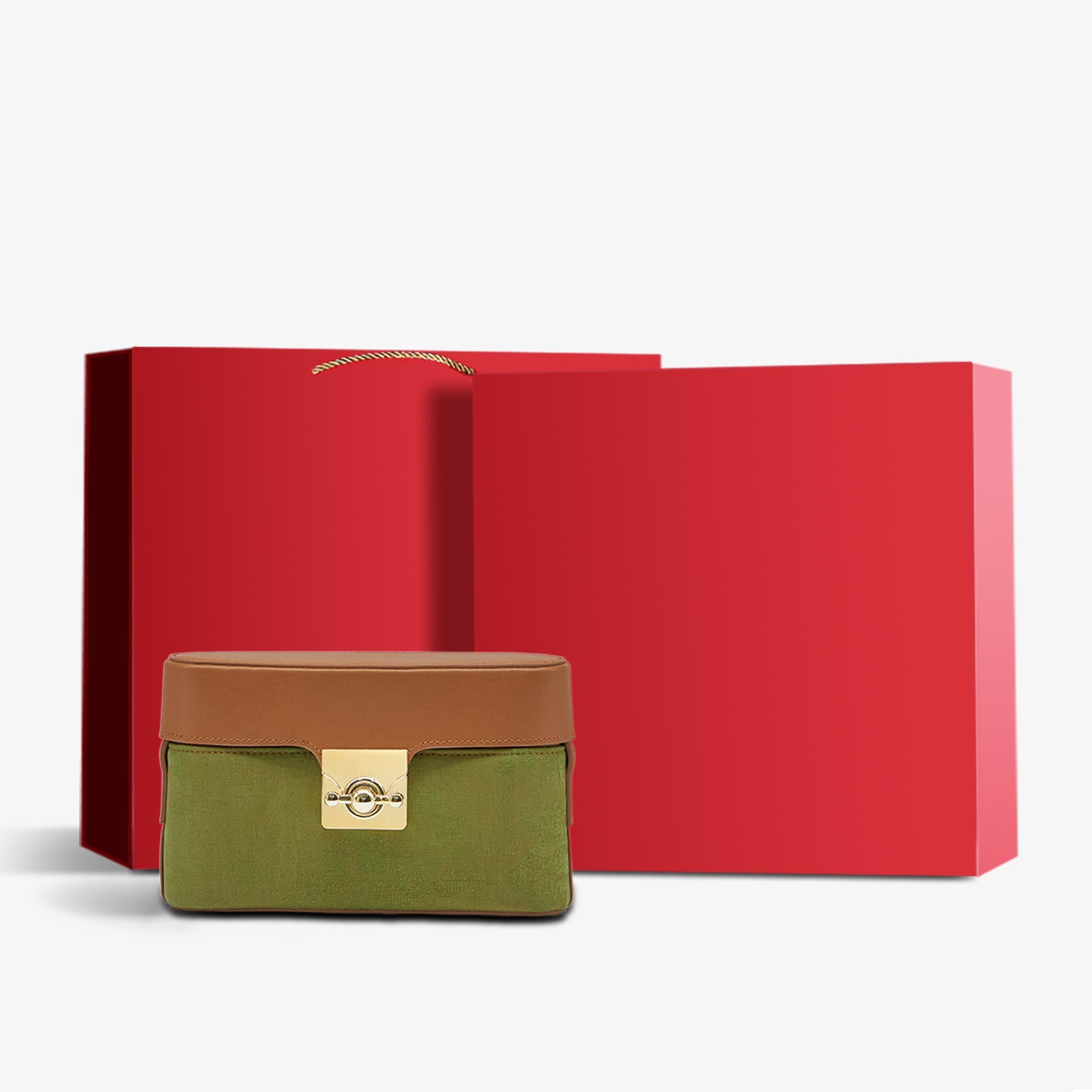 Mulberry Silk Leather Retro Shoulder Square Bag-Handbag-SinoCultural-Brown-Bag with Gift Box-P220610-g-SinoCultural