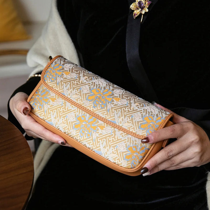 Song Brocade Mulberry Silk Traditional Shoulder Bag-Shoulder Bag-SinoCultural-SinoCultural