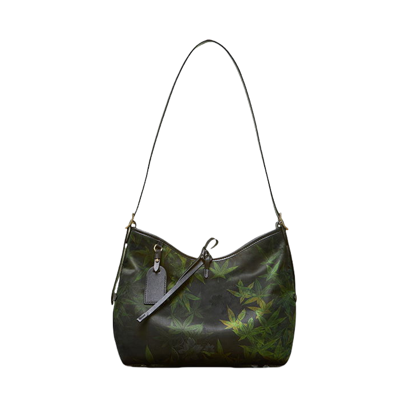 Xiangyunsha Silk Large-Capacity Green Tote Bag