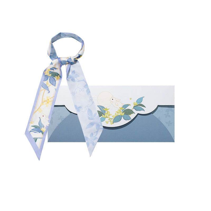 Mulberry Silk 14 Momme Elegant Silk Twilly Headband Floral Divine 120x5.8 cm - SinoCultural