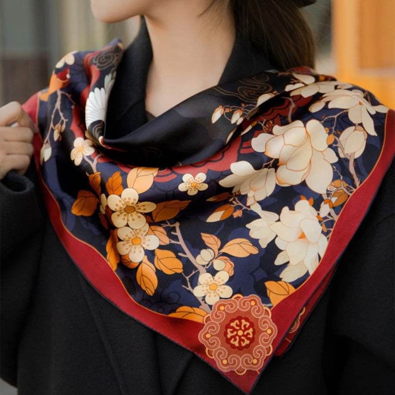 Mulberry Silk 14 Momme Square Scarf Luxury Accessory 63.5x63.5 cm - SinoCultural