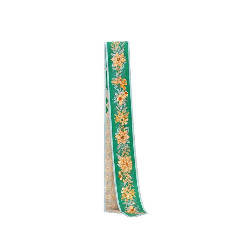 Mulberry Silk 14 Momme Scarf Floral Design 120x6.6 cm - SinoCultural
